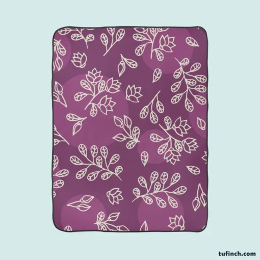 Purple Lilac Floral Pattern Fleece Blanket 1