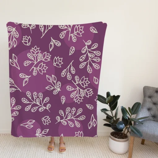 Purple Lilac Floral Pattern Fleece Blanket