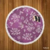 Purple Lilac Floral Pattern Round Beach Towel