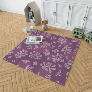 Purple Lilac Floral Pattern Rug 1