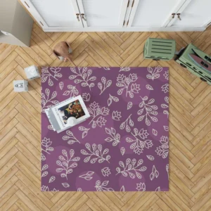 Purple Lilac Floral Pattern Rug