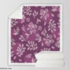 Purple Lilac Floral Pattern Sherpa Fleece Blanket