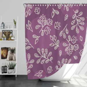 Purple Lilac Floral Pattern Shower Curtain