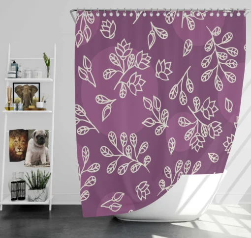 Purple Lilac Floral Pattern Shower Curtain