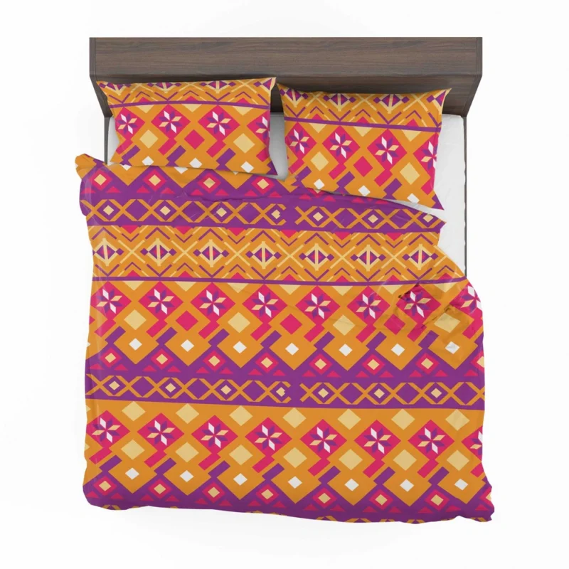 Purple Orange Songket Tribal Pattern Bedding Set 2