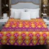 Purple Orange Songket Tribal Pattern Duvet Cover