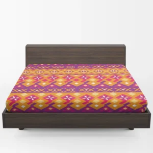 Purple Orange Songket Tribal Pattern Fitted Sheet 1