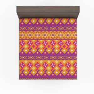 Purple Orange Songket Tribal Pattern Fitted Sheet