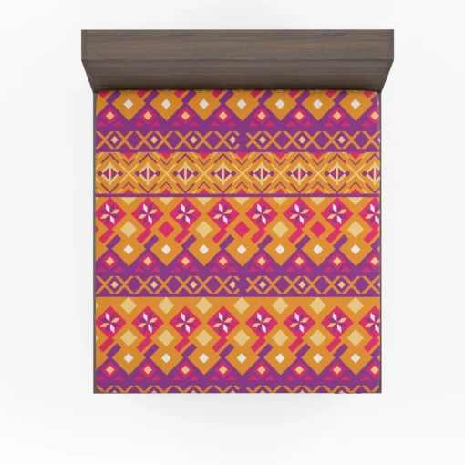 Purple Orange Songket Tribal Pattern Fitted Sheet