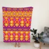 Purple Orange Songket Tribal Pattern Fleece Blanket