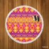 Purple Orange Songket Tribal Pattern Round Beach Towel