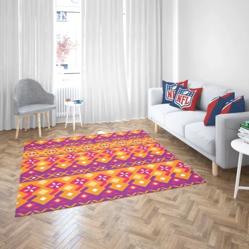 Purple Orange Songket Tribal Pattern Rug 2