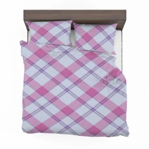 Purple Pink Checkered Plaid Pattern Bedding Set 2