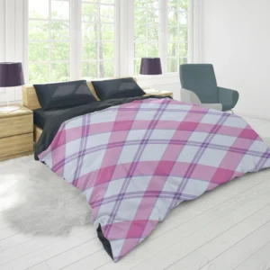 Purple Pink Checkered Plaid Pattern Duvet Cover 1