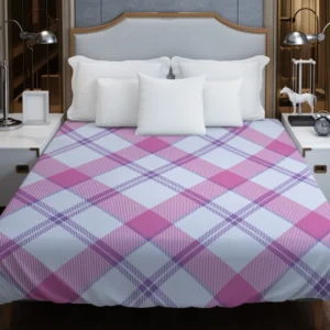 Purple Pink Checkered Plaid Pattern Duvet Cover