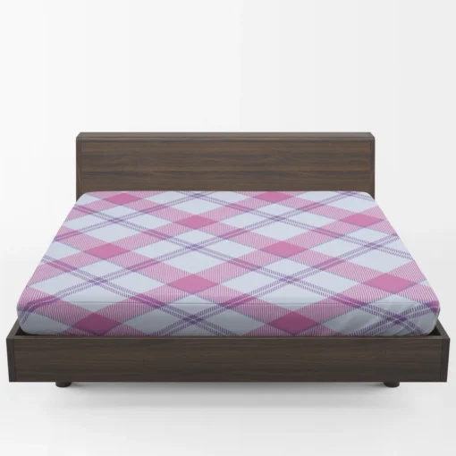 Purple Pink Checkered Plaid Pattern Fitted Sheet 1