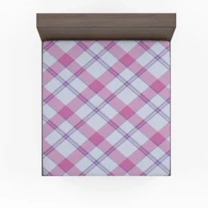 Purple Pink Checkered Plaid Pattern Fitted Sheet