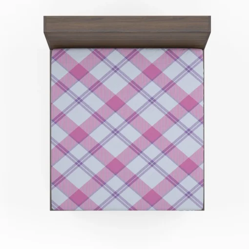 Purple Pink Checkered Plaid Pattern Fitted Sheet