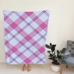 Purple Pink Checkered Plaid Pattern Fleece Blanket