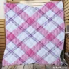 Purple Pink Checkered Plaid Pattern Quilt Blanket