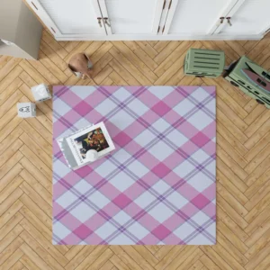 Purple Pink Checkered Plaid Pattern Rug