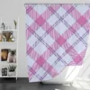 Purple Pink Checkered Plaid Pattern Shower Curtain