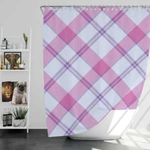 Purple Pink Checkered Plaid Pattern Shower Curtain