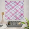 Purple Pink Checkered Plaid Pattern Wall Tapestry