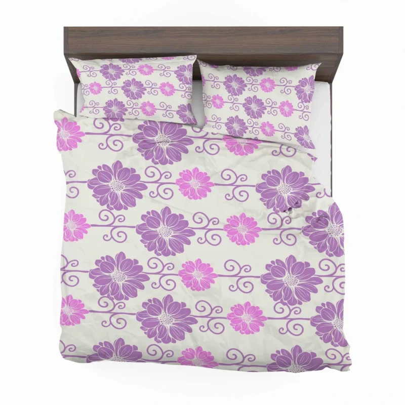 Purple Pink Floral Pattern Bedding Set 2