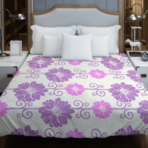 Purple Pink Floral Pattern Duvet Cover