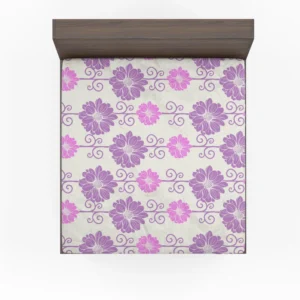 Purple Pink Floral Pattern Fitted Sheet