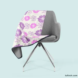 Purple Pink Floral Pattern Fleece Blanket 2