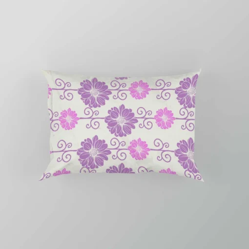 Purple Pink Floral Pattern Pillow Case