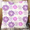 Purple Pink Floral Pattern Quilt Blanket