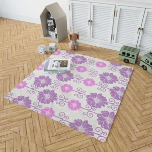 Purple Pink Floral Pattern Rug 1