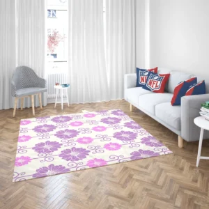 Purple Pink Floral Pattern Rug 2