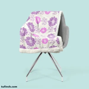 Purple Pink Floral Pattern Sherpa Fleece Blanket 2