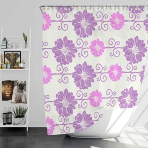 Purple Pink Floral Pattern Shower Curtain