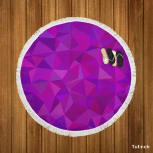 Purple Pink Mosaic Background Design Round Beach Towel