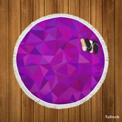 Purple Pink Mosaic Background Design Round Beach Towel