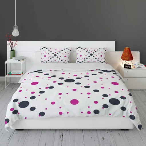 Purple Polka Dots Black Polka Dots Diagonal Bedding Set 1