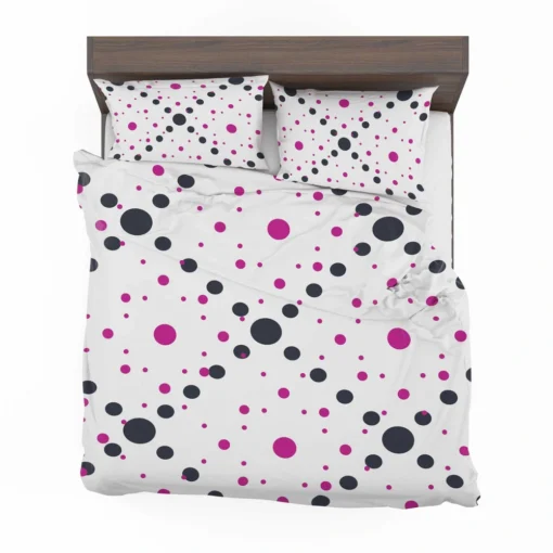 Purple Polka Dots Black Polka Dots Diagonal Bedding Set 2