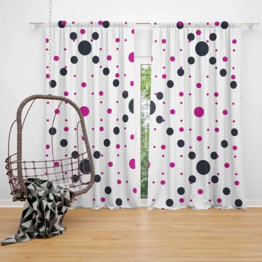 Purple Polka Dots Black Polka Dots Diagonal Curtain