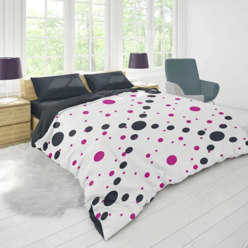 Purple Polka Dots Black Polka Dots Diagonal Duvet Cover 1