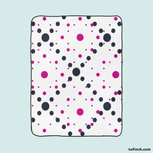 Purple Polka Dots Black Polka Dots Diagonal Fleece Blanket 1