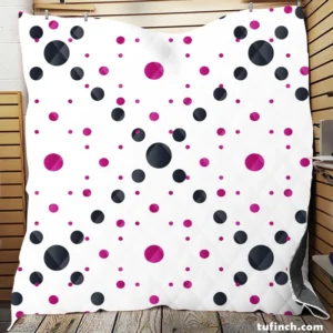 Purple Polka Dots Black Polka Dots Diagonal Quilt Blanket