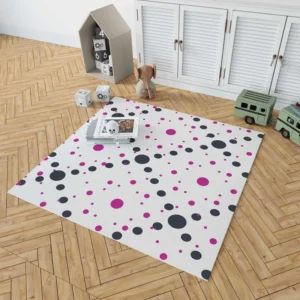 Purple Polka Dots Black Polka Dots Diagonal Rug 1