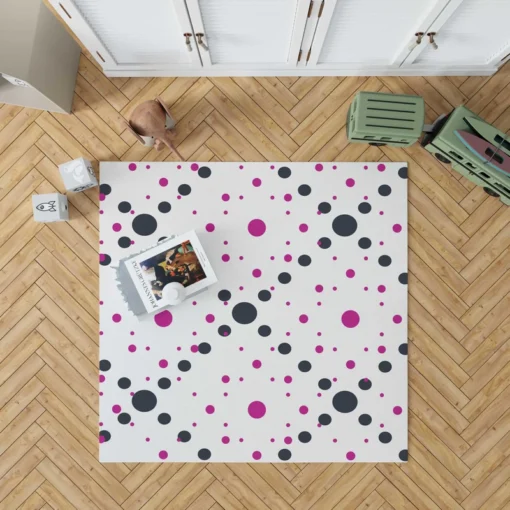 Purple Polka Dots Black Polka Dots Diagonal Rug