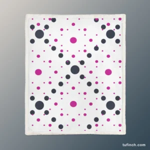 Purple Polka Dots Black Polka Dots Diagonal Sherpa Fleece Blanket 1