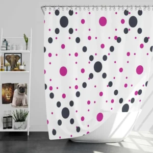 Purple Polka Dots Black Polka Dots Diagonal Shower Curtain